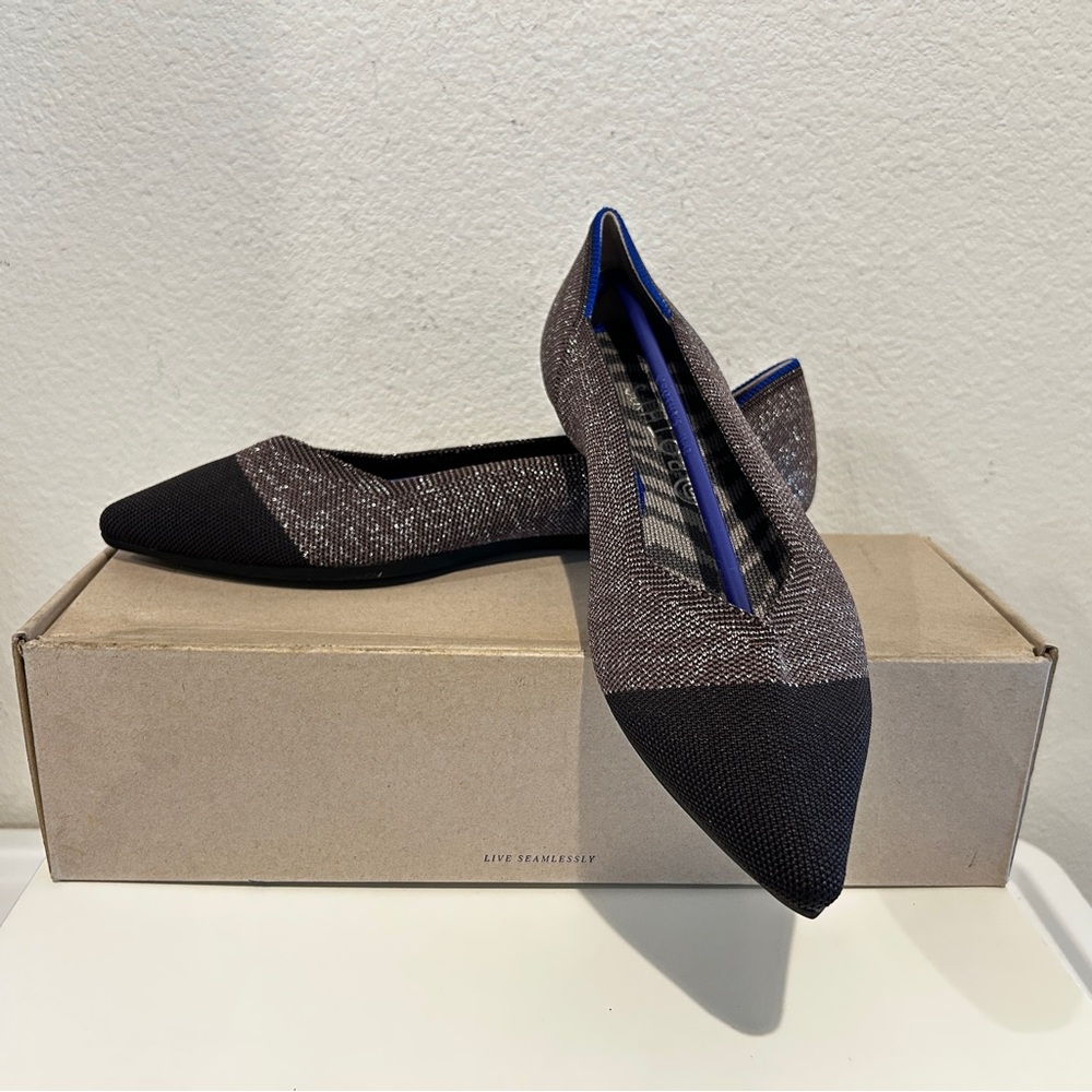 Rothy's The Point Flats in Metallic Captoe Size 11.5, New in Box